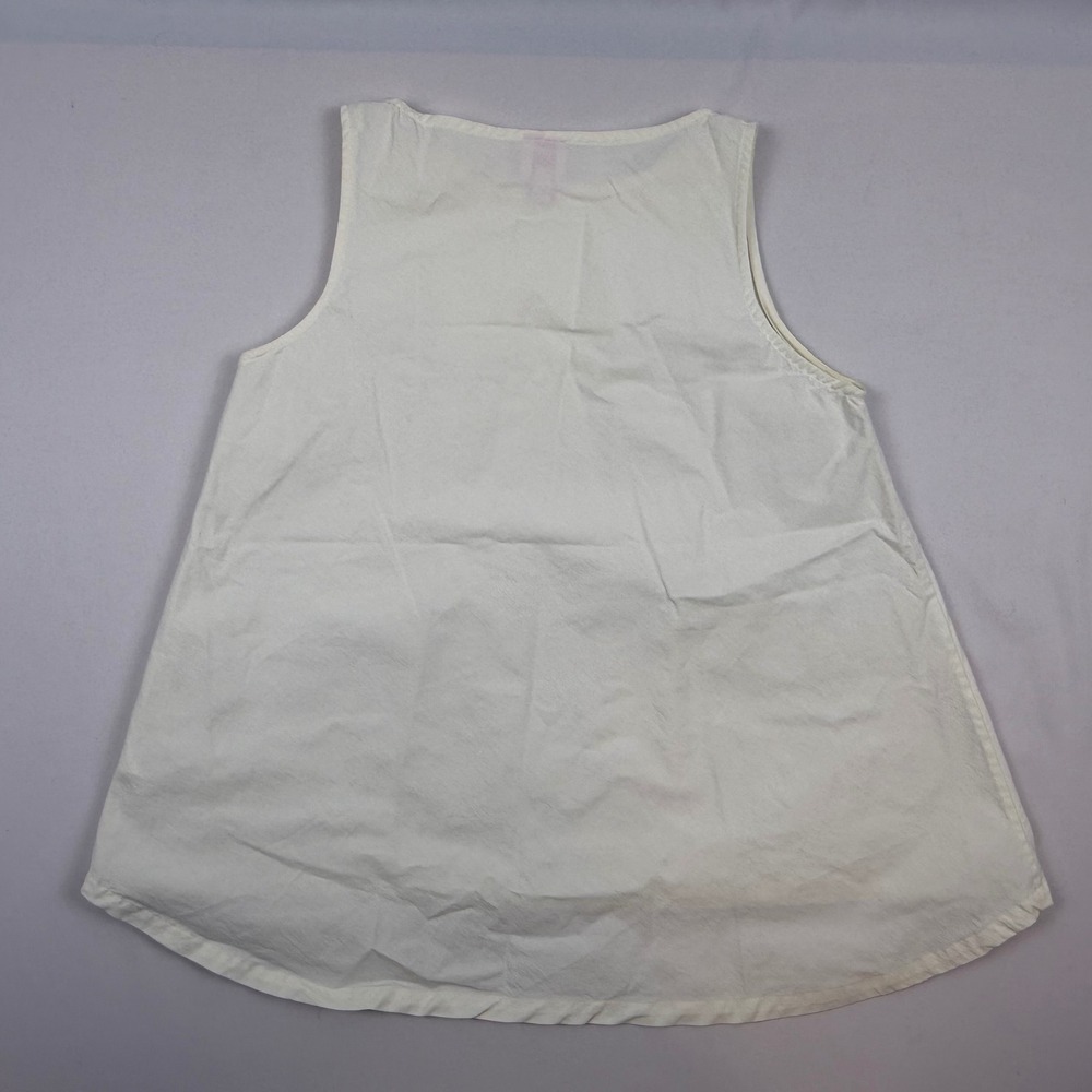 Ann Mashburn Womens XS Sleeveless Flared High-Low Top Cream Cotton Nylon Blend - Picture 2 of 10